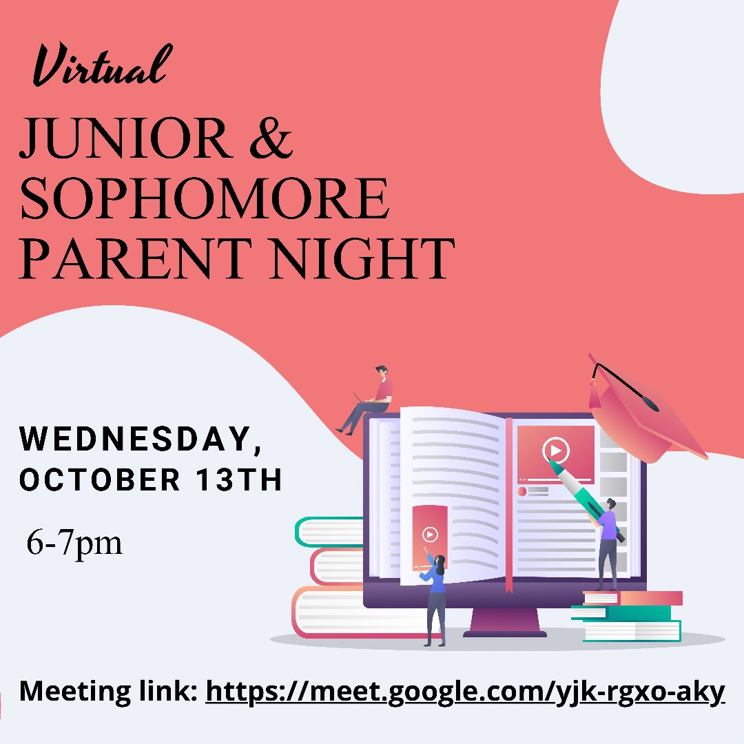 ElMo_Counseling's tweet photo. Calling all 10th &amp; 11th grade parents! Elmo Counselors are hosting a virtual parent night, next Wednesday! Link to join: https://t.co/MAJeaSkipJ https://t.co/PfaofhD2dY