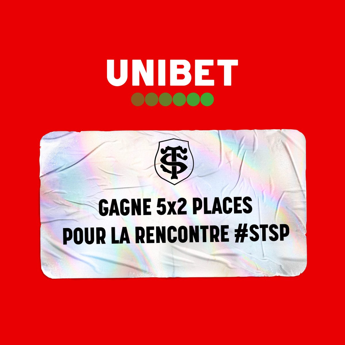 StadeToulousain's tweet photo. 𝐓𝐨𝐮𝐥𝐨𝐮𝐬𝐞 🆚  𝐏𝐚𝐮 à portée de clics ! 🏟️

Unibet vous fait gagner 5*2 places pour #STSP, samedi 09/10 ! 🍀

- 𝐑𝐓 🔁
- 𝐓𝐚𝐠𝐮𝐞 𝐮𝐧(e) 𝐚𝐦𝐢(e) 𝐩𝐨𝐮𝐫 𝐭’𝐚𝐜𝐜𝐨𝐦𝐩𝐚𝐠𝐧𝐞𝐫 📌
- 𝐅𝐨𝐥𝐥𝐨𝐰 @UnibetFrance 👈

🗣️ Les gagnants seront annoncés ce mercredi, à 18h