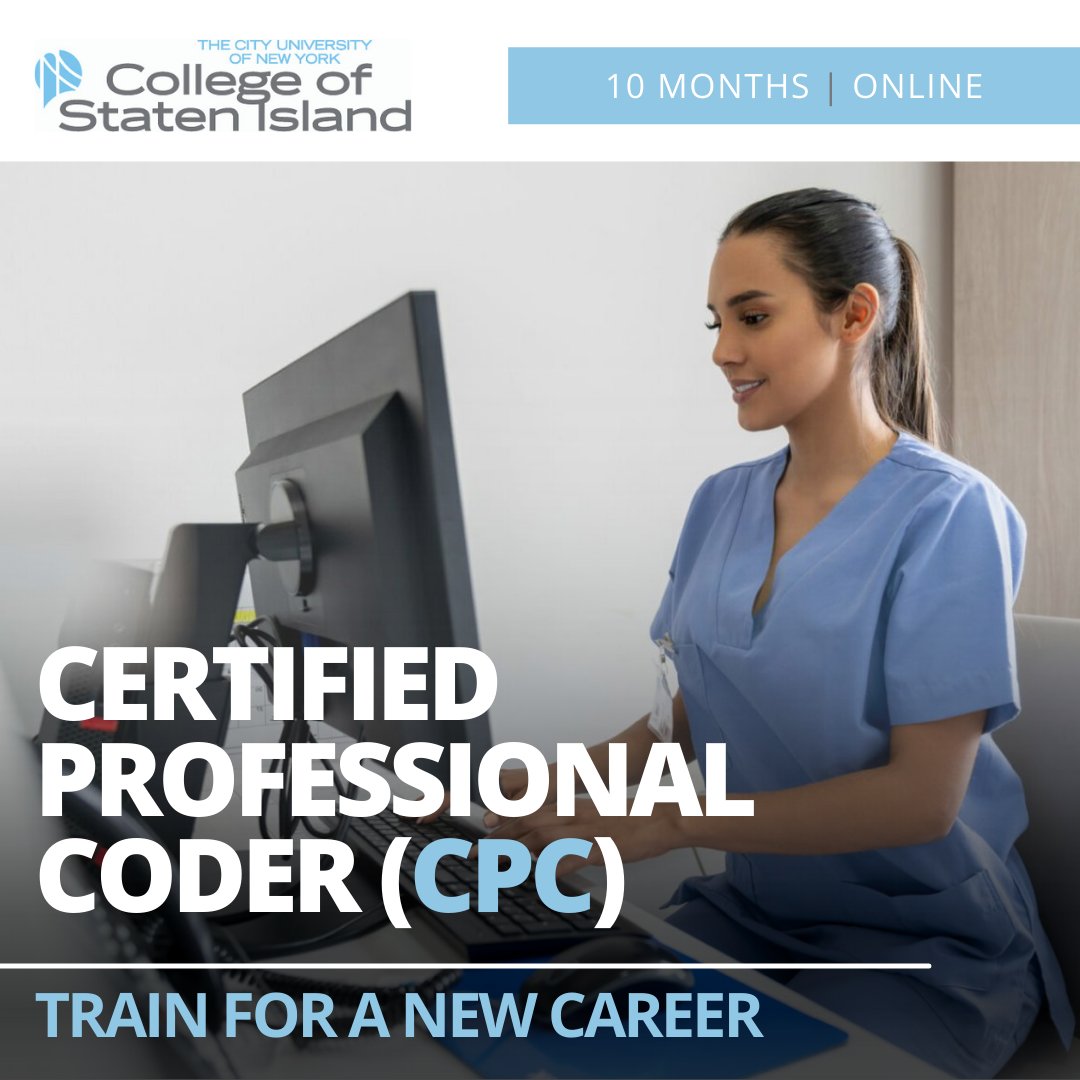 CSIContinuingEd's tweet image. The #CertifiedProfessionalCoder certificate is the gold standard for #medicalcoders. This CPC program will prepare students for careers as medical coders in many #healthcare settings. Classes begin Oct 12
Learn more at csi.cuny.edu/continuing-edu…
#medicalbilling #medicalterminology