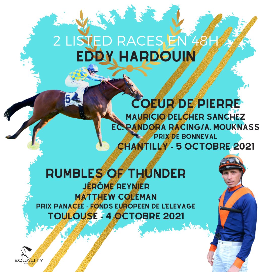 Equality France (@equalityfrance) on Twitter photo #Ambassadeur #SUCCES
Eddy Hardouin à fond la forme ! 🔥🔥🔥🔥
2 victoires de Listed Race en deux jours à <a href="/fgchantilly/">FG Chantilly</a> et #Toulouse
🏇🏿 Bravo à lui et aux entourages des lauréats Coeur de Pierre et Rumbles of Thunder !
<a href="/assojockeys/">Association des Jockeys</a> <a href="/EcurieReynier/">Ecurie J.Reynier</a> #Ambassadeur #SUCCES
Eddy Hardouin à fond la forme ! 🔥🔥🔥🔥
2 victoires de Listed Race en deux jours à <a href="/fgchantilly/">FG Chantilly</a> et #Toulouse
🏇🏿 Bravo à lui et aux entourages des lauréats Coeur de Pierre et Rumbles of Thunder !
<a href="/assojockeys/">Association des Jockeys</a> <a href="/EcurieReynier/">Ecurie J.Reynier</a>
