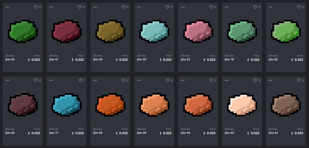 jStonesNFT's tweet photo. less than 50% of jStones are currently available at the price of 0.022 $ETH

Trade a jSto🪨
https://t.co/DdXLNu6mkJ

#jPebs #jStos #NFT #NFTs #Ethereum #OpenSeaNFT #pixelart $SOL $LUNA $MOVR https://t.co/0BDSs8jO9R