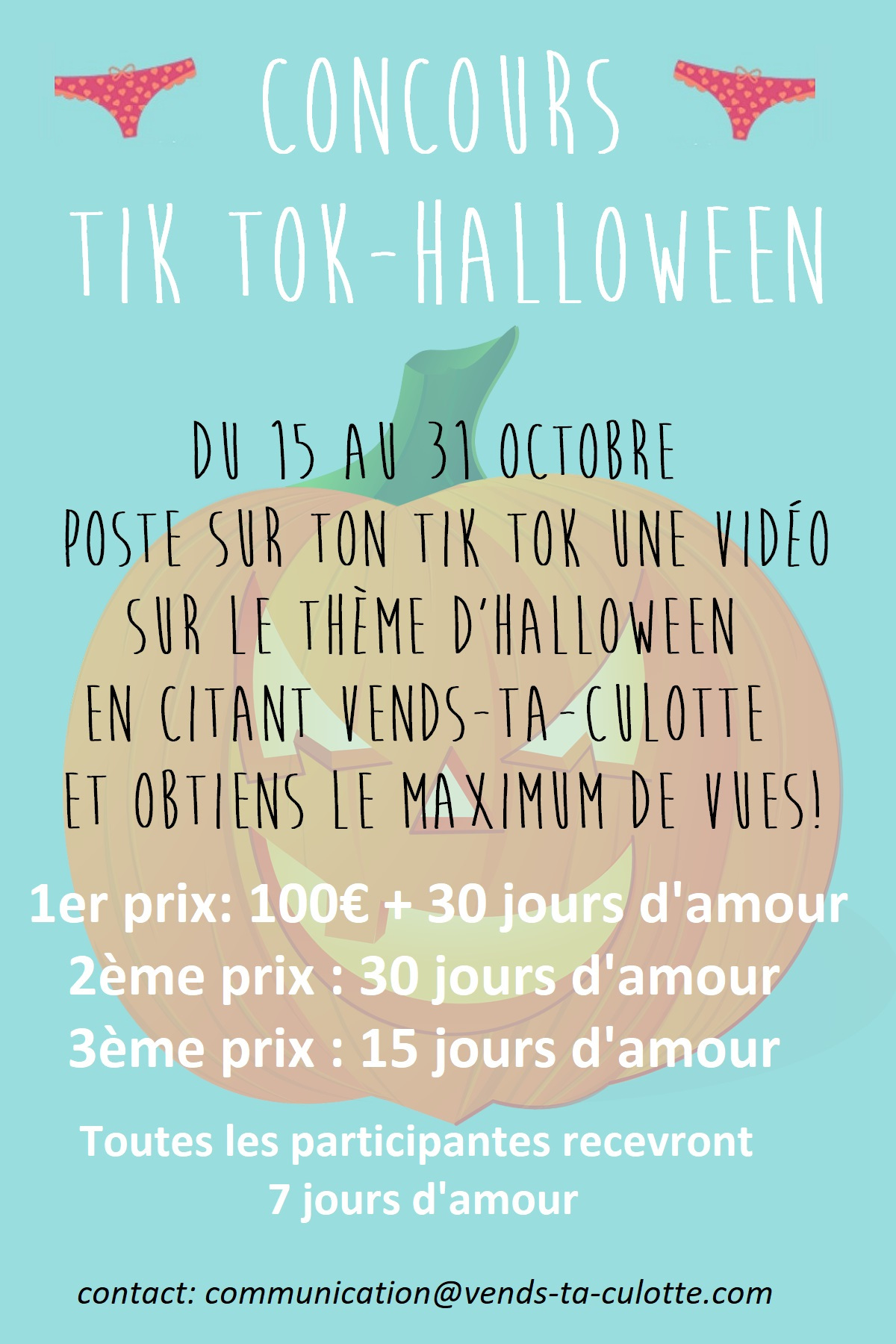 Vends Ta Culotte - Compte officiel on X: Vends-ta-culotte lance un  concours de vidéos sur Tik Tok pour ce mois doctobre ! Nhésitez pas à  participer ! t.cojpbr1oxp6s  X
