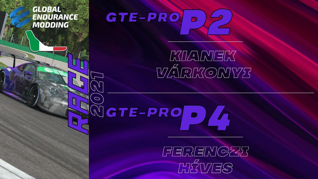 The third round of <a href="/GlobalEndMod/">Global Endurance Modding</a> championship was held last weekend at Monza, where we got 2nd place's all classes we participate, including the debuting LMP2 car, while our Corvette finished 4th.

Next up is the 4 Hours of Silverstone, in November.
#LetsGoMUGEN