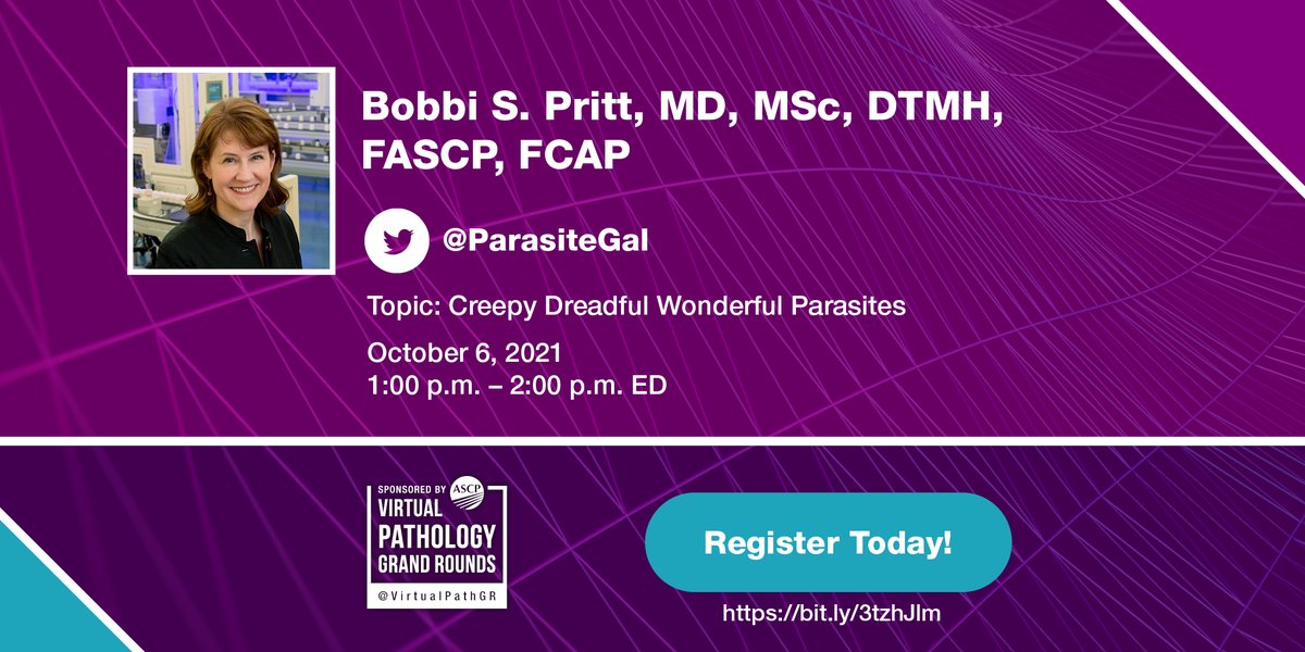 Sara_Jiang's tweet photo. 🎉TOMORROW is the day! 🎉
@VirtualPathGR + @ASCP_Chicago is BACK with the one and only 
🌟Dr. Bobbi Pritt @ParasiteGal🌟

1pm ET on Wed, Oct 6 

🐛Creepy Dreadful Wonderful Parasites🦠

Don't miss it! Register here (REQUIRED): https://t.co/cMtpCc1Haf #pathology #VirtualPathGR https://t.co/OjIA9COnGV