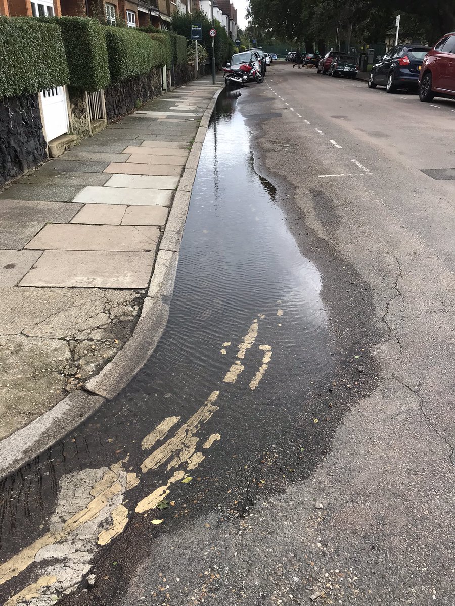 Ann83045599's tweet photo. @Gareth_Roberts_ @BCA4Barnes @JuliaNedenWatts @AphraBrandreth @TCMBarnes @raphaelzy3 @Gareth_Roberts_ I’ve reported this through council website several times, tweeted images to you before in the hope it would encourage the council to clear drains; BUT still a massive issue here on MoorMead Rd -these photos were taken this afternoon long after the rain stopped! https://t.co/CBUoGrhozr