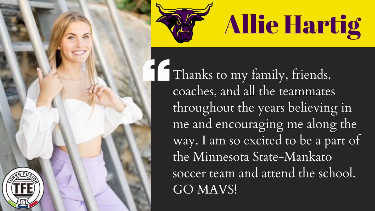 03Tfe's tweet photo. COMMITTED!!

Congrats to @03Tfe's @AllieHartig on her commitment to continue her education and soccer career at @MinnStSoccer!

#GoMavs
@TonkaFusionMN https://t.co/92rTN6ZcEI