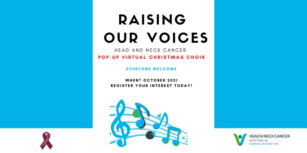 It's not too late to join our Head and Neck Cancer Pop-Up Virtual Choir in October. Anyone who is part of the #headandneckcancer community is welcome to join in by singing, holding up a sign, clapping, dancing or playing an instrument. Find out more: buff.ly/3kcilKG