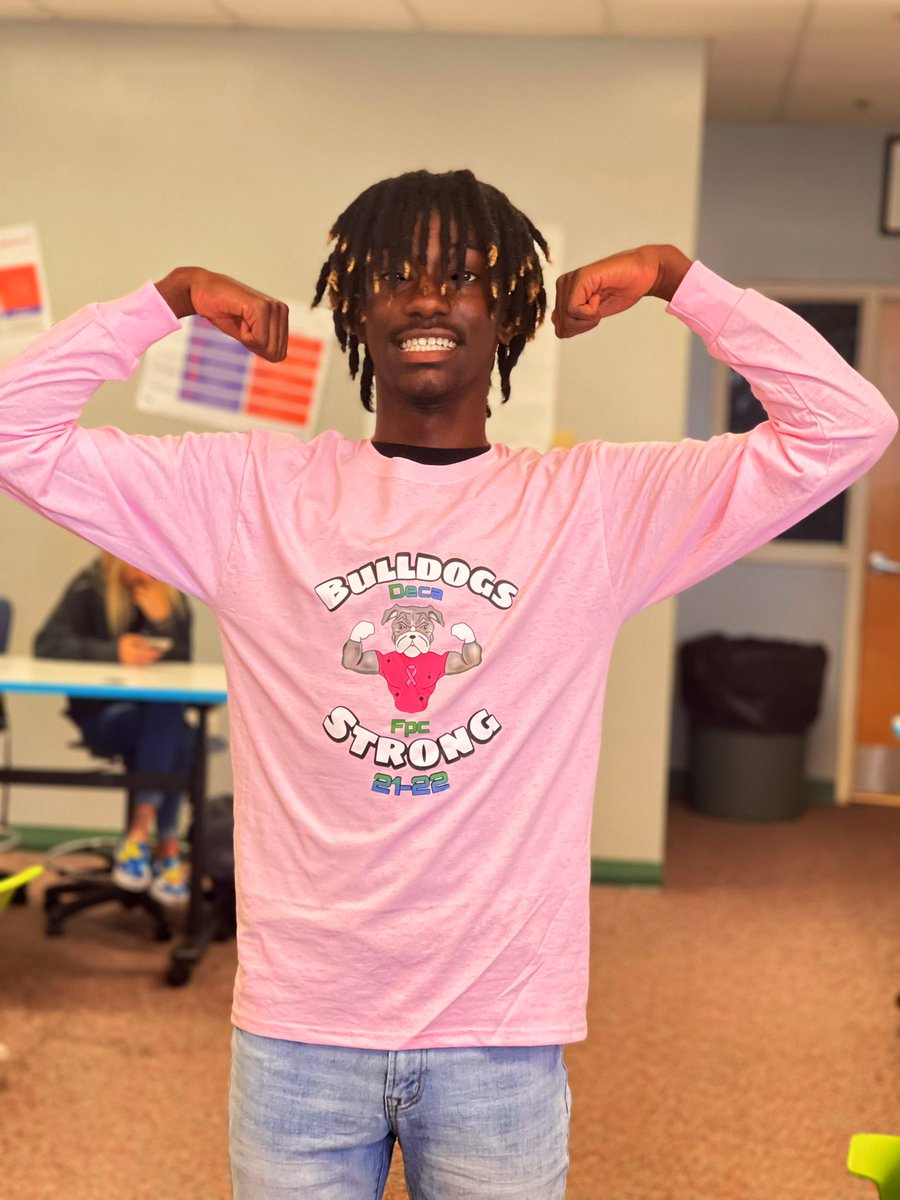 Breast cancer awareness T-shirts are ready! Long sleeve $15 &amp; short sleeve $12 
Stop by room 7-208 or at lunch Oct 18-23! 
Be ready for pink out day on Oct. 28th! Proceeds go to AdventHealth Foundation!
Meet our designer, Myles! 💚🐶🐾💚
#unleashthebulldogs #FPCPawprints <a href="/FPCSGA/">FPC SGA</a>