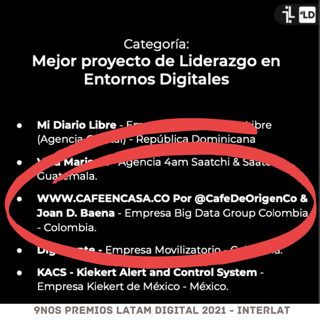 BigDataCol's tweet photo. ¡¡¡Felices con nuestra nominación!!!
#LatamDigital @Interlat @_LatamDigital 

Detalles: 
https://t.co/O7dC9918Sh

@JoanDBaena @CafedeOrigenCo 
#marketingdigital 
#bigdata https://t.co/2TkSb8YMgo