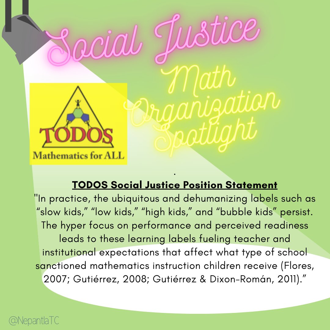 NepantlaTC's tweet photo. https://t.co/5yJF5XFY4z
TODOS Social Justice Position Statement
#mtbos #socialjusticemath #nepantlatc https://t.co/4BdYqy0qWv