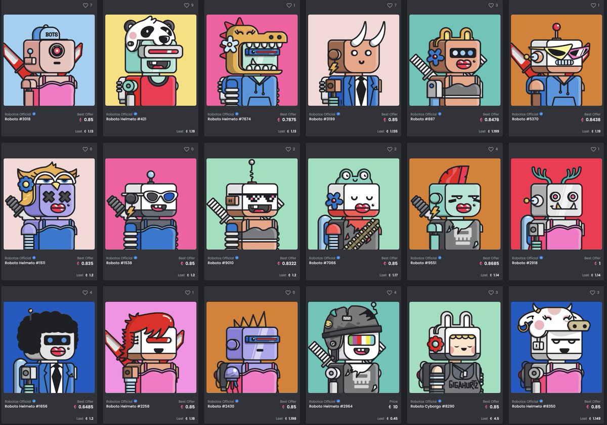Well, I think it's safe to say it... we like the <a href="/robotosNFT/">Robotos</a>. Reasons: Dope artist <a href="/pablostanley/">Pablo Stanley</a>, companions coming, amazing art, and who can say no to a robot with flaming lips and a sword. Beep. Boop. Beep.