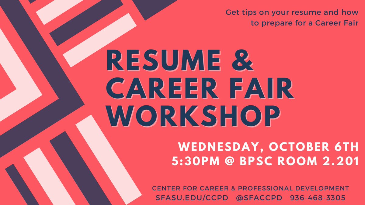 Come see the CCPD tomorrow, Wednesday, October 6th @ 5:30pm in BPSC 2.201 for a Resume &amp; Career Fair Workshop!!!  Get tips on your resume and how to prepare for a Career Fair!