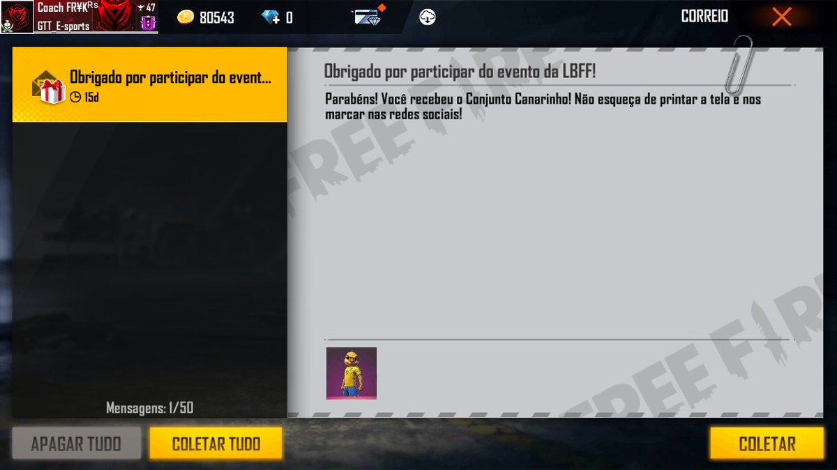 gfrykclash's tweet photo. @FFesportsBR chegou meu codiguin !!! Obrigado aos orgs da #lbff , eustou muito feliz !!! https://t.co/j2O2BL2AHu