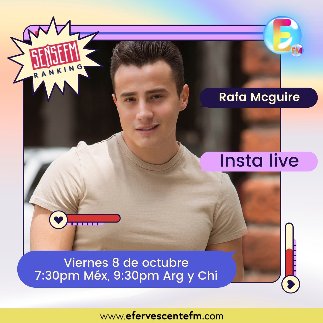 efervescentefm's tweet photo. Este viernes especial #sensEFM junto a @rafalo94 🥳
El guapo y talentoso artista nos acompaña para hablar de su siguiente single 🤩
Luego de la entrevista nos iremos a YouTube y Facebook Live 🔥🎶
Sigue votando por #BurningLove aquí https://t.co/5gDu7MP7G8 🤗 https://t.co/nW8h7BRM5G