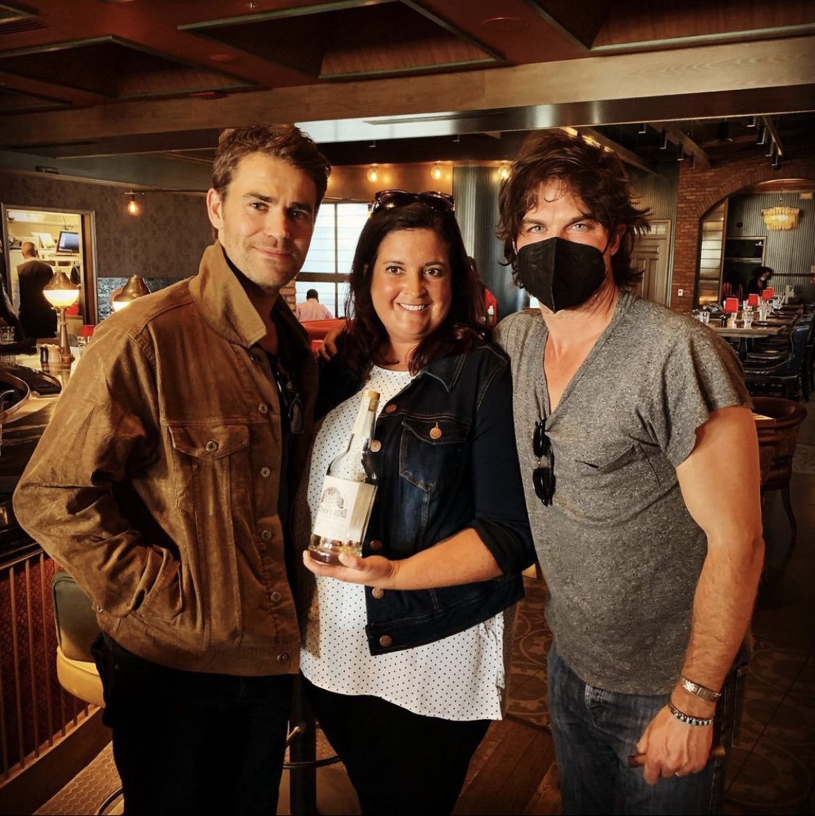 REPOST from our Director of Bevs, Jen:

“Just another day at work, hanging out with <a href="/iansomerhalder/">Ian Somerhalder</a> and <a href="/paulwesley/">Paul Wesley</a> learning about @brothersbondbourbon !! Thank you for sharing your story and a bottle!” 

It was so cool to have Ian &amp; Paul stop by, and we hope to see them again!🔥