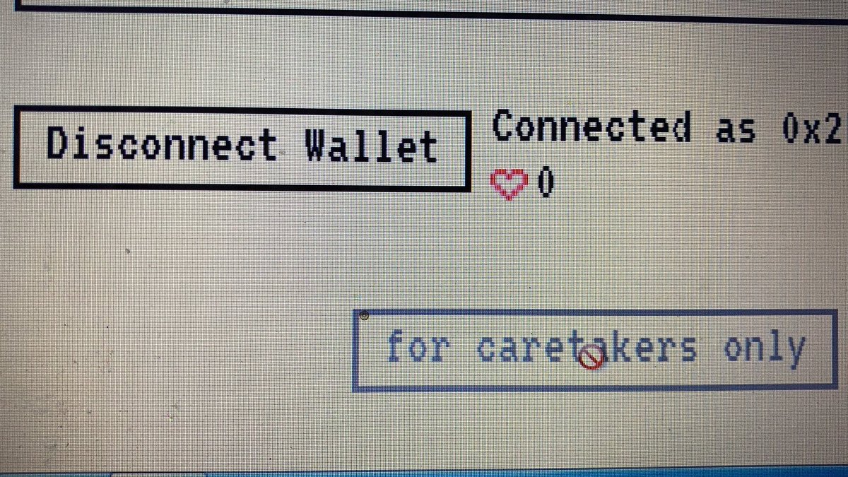 MelonHeadY2K's tweet photo. @dhof Hey guys I mothered Wagmi v2 for a while before he passed *RIP* but when I try to mint on the same wallet address the message ‘for caretakers only’ apppears where I guess the mint button should be. Thoughts? https://t.co/xBFZRclPJd