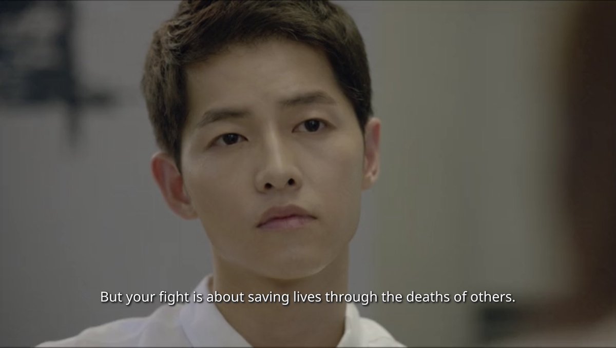 nifre4's tweet photo. Kip’s decision to become a soldier instead of a doctor reminded me of this scene from ‘Descendants of the Sun’ when Dr. Kang Mo Yeon dumps Cpt. Yoo Shi Jin. #luawl https://t.co/cIPMOXO1PK