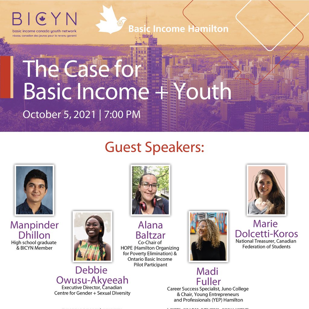 There’s still time to join TONIGHT’s free webinar about The Case for BASIC INCOME + YOUTH!  Register here: us02web.zoom.us/webinar/regist… See you there! #HamOnt #BasicIncome