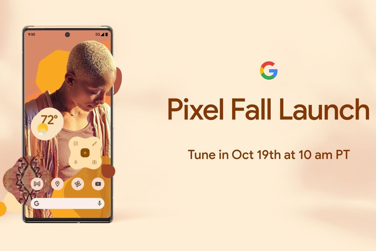 tomwarren's tweet photo. Google’s Pixel 6 event is October 19th. Looking forward to seeing what Google brings to the hardware / software Pixel combo this year https://t.co/YHyaG7g7sP https://t.co/NjNPuGzlnG