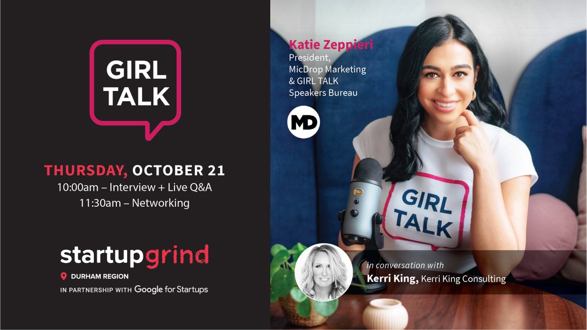 Spark Centre (@spark_centre) on Twitter photo ‘Fall’ into #startupgrind with <a href="/spark_centre/">Spark Centre</a> & <a href="/launchlabca/">Launch Lab</a> Oct 21 as <a href="/KerriKingDurham/">Kerri King</a> sits down with one of today’s leading voices on branding and #empowerment <a href="/KatieZeppieri/">Katie Zeppieri</a> Founder of <a href="/girltalkbureau/">The GIRL TALK Speakers Bureau</a>! 💪
Click here to register! ow.ly/uMQp50GkxbC ‘Fall’ into #startupgrind with <a href="/spark_centre/">Spark Centre</a> & <a href="/launchlabca/">Launch Lab</a> Oct 21 as <a href="/KerriKingDurham/">Kerri King</a> sits down with one of today’s leading voices on branding and #empowerment <a href="/KatieZeppieri/">Katie Zeppieri</a> Founder of <a href="/girltalkbureau/">The GIRL TALK Speakers Bureau</a>! 💪
Click here to register! ow.ly/uMQp50GkxbC