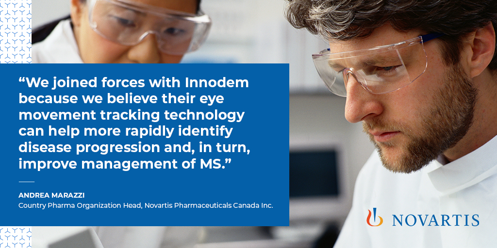 NovartisCanada's tweet photo. Remote self-testing for people living with #MultipleSclerosis has the potential to alleviate wait times for appointments &amp; ease pressures on the Canadian health system.

Our partnership with @InnodemNeuro is testing #AI-powered tech to make this happen: https://t.co/ZPEzreEilo https://t.co/QuV4RM9ubr