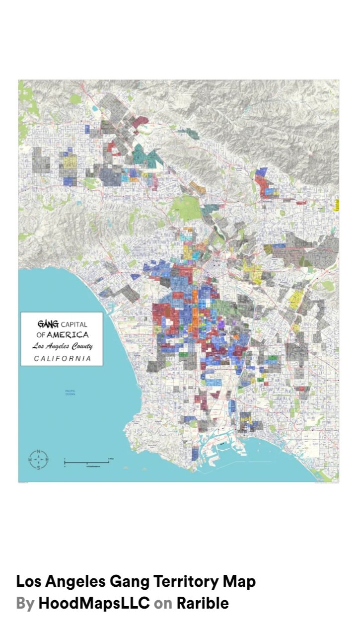 Los Angeles Gang Map Hood Maps Llc On Twitter: "Https://T.co/Tketecjyqm Map Of Los Angeles Gang  Territories. Sold As A Single Nft And Comes With A 60X76 Printout Of The Map.  Will Only Be Able To See