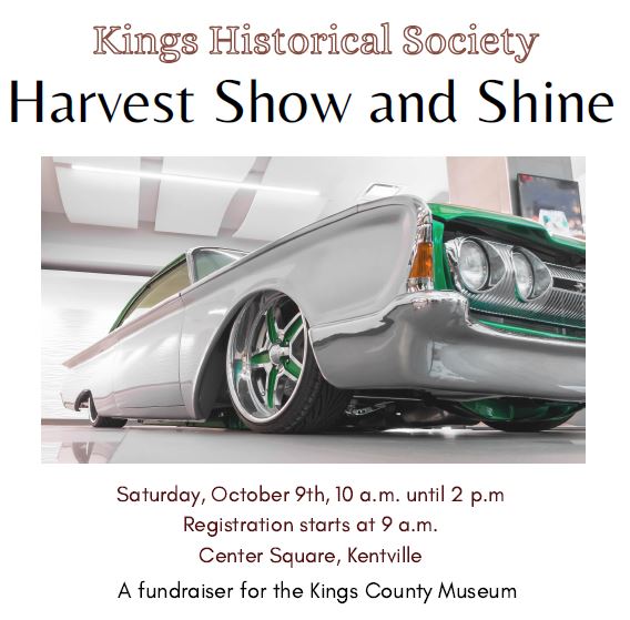 Drive on up to the Kings County Museum's Harvest Show and Shine. Car Registration begins at 9am.
#Kentville #Carshow #Kingscountymuseum

facebook.com/events/1824897…