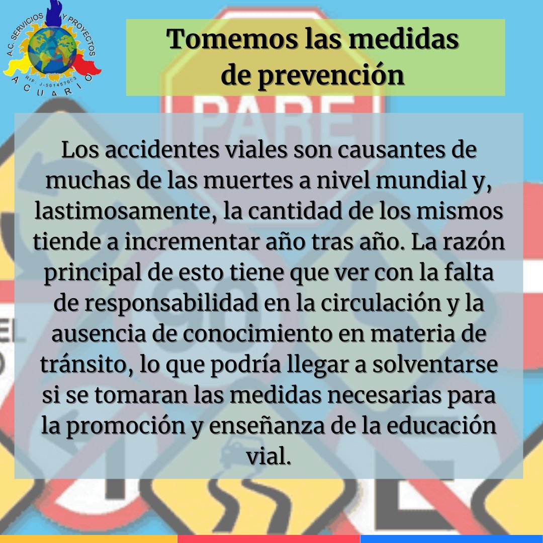 SYP_ACUARIO's tweet photo. ⚠️ El 5 de octubre se celebra el Día Internacional de la Educación Vial, una fecha que busca promover la importancia del aprendizaje de las normas básicas viales y las consecuencias graves de ser peatones y conductores descuidados. 

LA SEGURIDAD VIAL ES UN COMPROMISO DE TODOS 👍🏻 https://t.co/rliaXxwKty