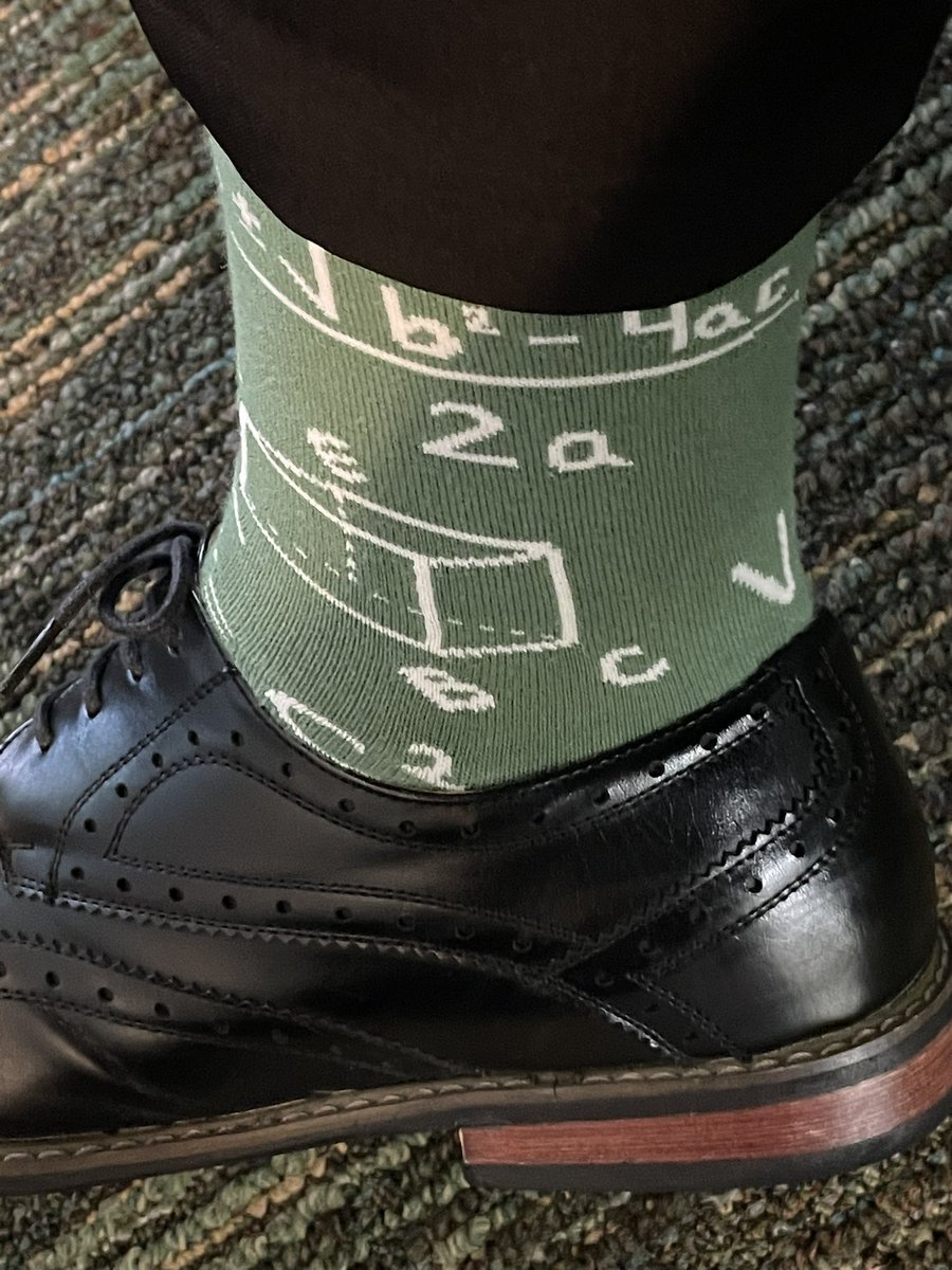 Mr_Burden_TA's tweet image. Day 21: Took a visit into some math classes. My socks helped me with solving quadratics today. #AdminChallenge #180DaysLO #NoEasyButton
