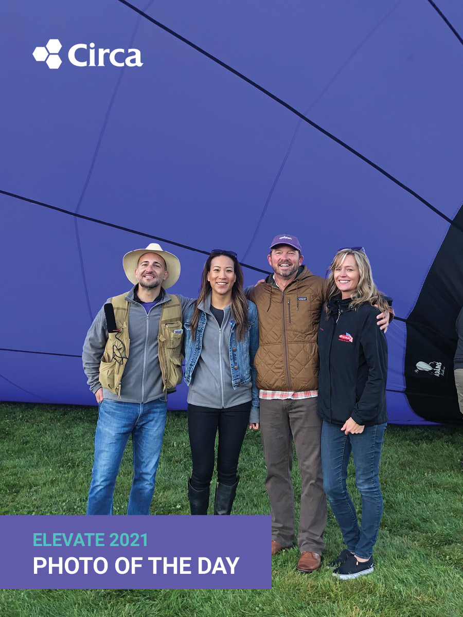 Photo of the Day! Sarah &amp; Eric Holman <a href="/eholmen/">Eric Holmen</a> , Alex Patriquin <a href="/apatriq/">Alex Patriquin</a> and <a href="/atnguyen/">Anh Nguyen, CMP</a> Anh Nguyen climb aboard the Circa balloon!

To access the full Elevate 2021 virtual experience, visit: circa.co/elevate #Elevate2021 #CircaPowered #BalloonFiesta2021