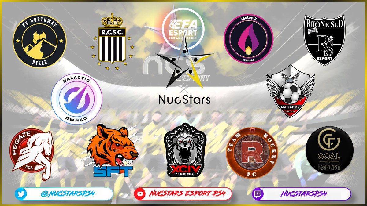 La saison <a href="/eSportFA_FR/">ESPORT FOR ASSOCIATIONS</a> démarre bientôt et en attendant de vous faire découvrir notre liste de joueurs pour la saison voici les équipes de la conférence A D2 que nous jouerons 

Bonne saison à tous 
@NuCStarsPS4