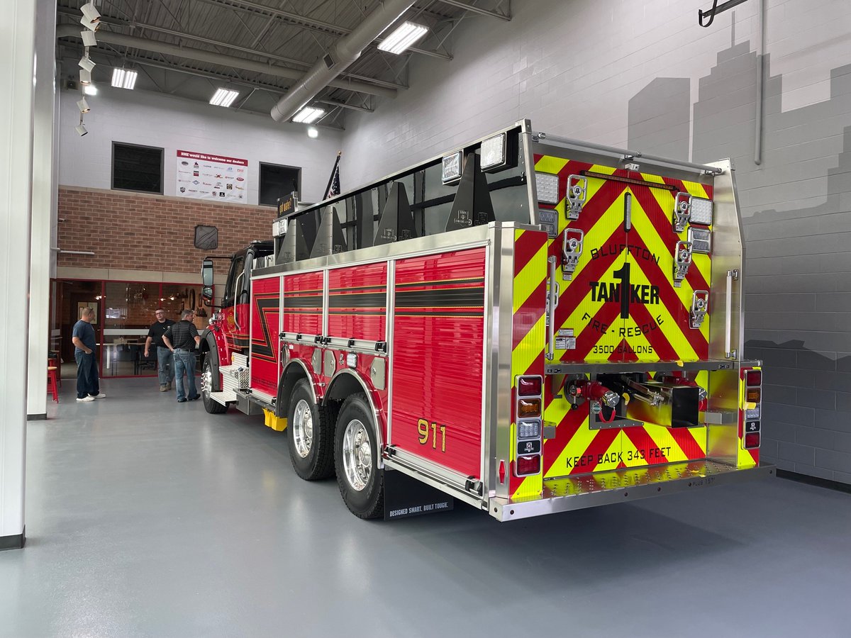 We are delighter to host Chief Donald Craig and Deputy Chief Chris Wolf of the Bluffton FD today for the inspection of a new HME Ahrens-Fox Tanker: Chassis: M2-112, Power: Cummins  L9, Pump: Hale DSD 1500 36. #firefighters #blufftonindiana #firstresponders #firetruck