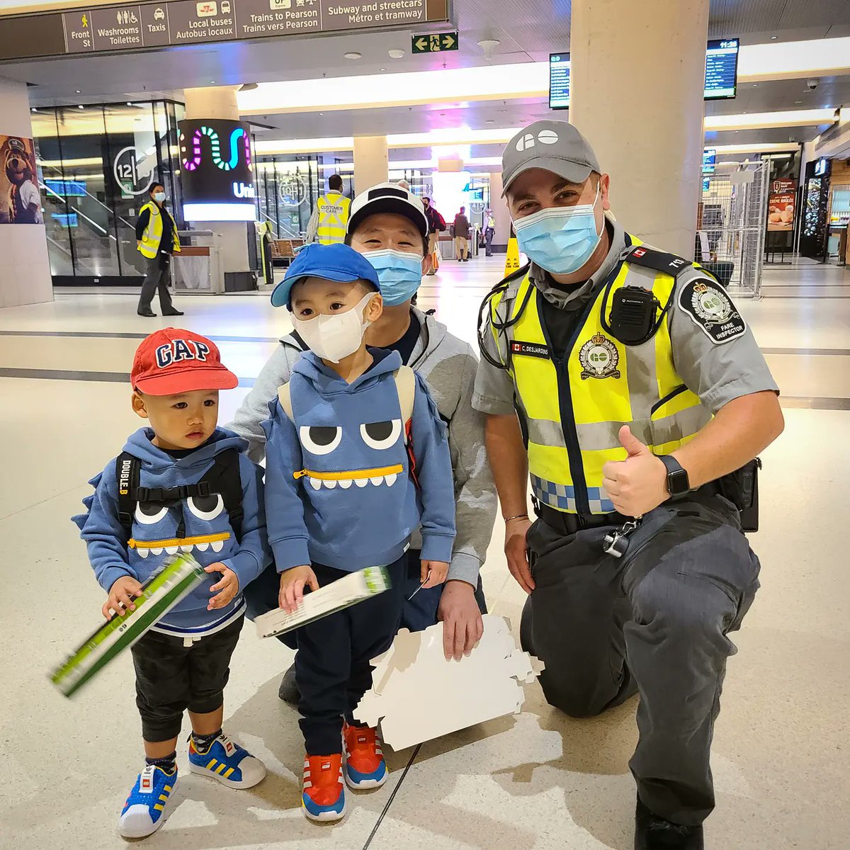 legocopgta's tweet photo. These monsters are happy to get some swags on this day on the GO.  Thank you for the friendly staff and awesome customer service! 😄

#transitsafety #specialconstable #gotransit #metrolinx #police #lego #legocop https://t.co/Qu2fHviULy