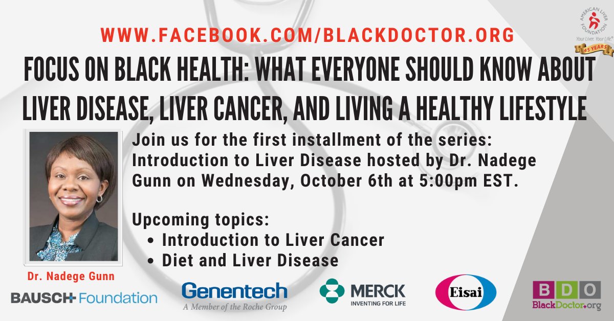 We are so excited to work with @blackdoctor_org & @ImpactResearch8 to kick off this three part series tomorrow! Register now for this series, Focus on Black Health: What Everyone Should Know About #LiverDisease, #LiverCancer, And Living a #HealthyLifestyle bit.ly/ALFBDO