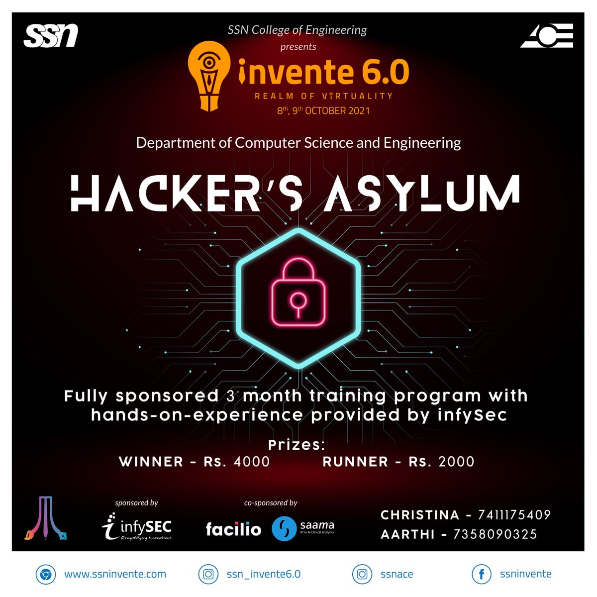 thewhizgeek's tweet image. Participate in &quot;Hackers Asylum&quot; organized by SSN Engineering College on 8th and 9th October,  the winner and runner teams will get a fully sponsored 3 months training with complete hands-on-experience. Good luck ! ♥