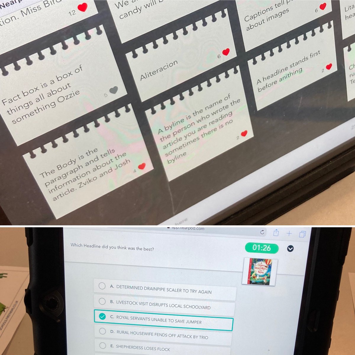 Y5SPCEDS's tweet photo. Year 5 enjoyed using Nearpod in English for exploring journalistic features #greatreflections https://t.co/UZMmLSQ4tH