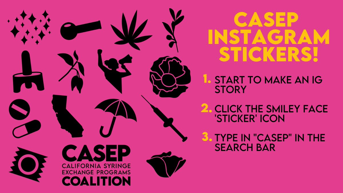 HarmReduction's tweet photo. Introducing our brand new IG stickers for #CASEP California Syringe Exchange Programs Coalition!
Celebrating the #CASEPrising conference & our love of #HarmReduction art for socials π¨β€οΈ
Find & use CASEP Instagram stickers in your own stories: https://t.co/bEhLZ07j0W https://t.co/qfG0w5qOhI