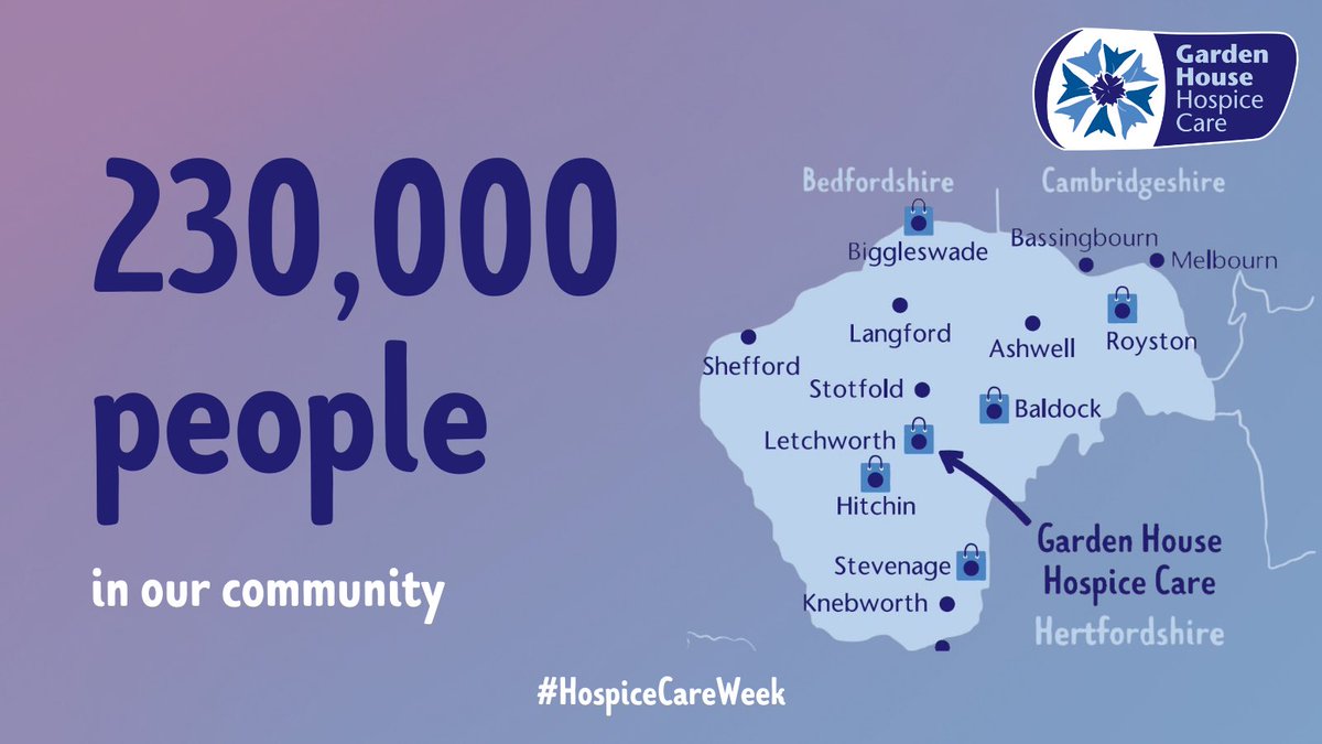 Did you know we provide free specialist palliative care for a population of around 230,000 people?

From Knebworth to Biggleswade, Royston to Shefford, the #Hospice sits at the heart of your community, putting the patient at the heart of everything we do.

#HospiceCareWeek