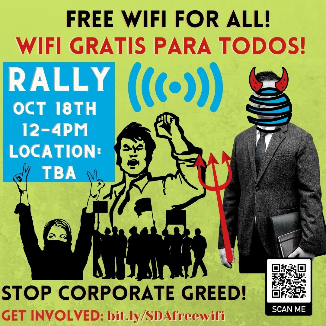 sdaction1's tweet photo. Want to hold big corporations accountable and get #FreeWifi for san francisco? Join us on October 18th for our in-person rally or zoom virtual watch party. For more info: https://t.co/sdlKUyd4v5  

#DisabledTruths #MemberSpotlight #AgingActivists #Twitter #Facebook https://t.co/hz4smGEvJC