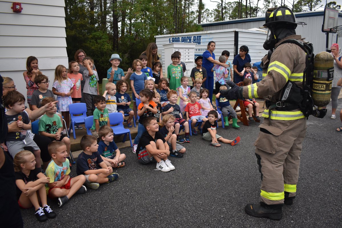 swfdinfo's tweet photo. A very special #FirePreventionWeek visit to our friends at South Walton Academy! 🔥

Truck 4, Rescue 4, and Fire Inspectors taught students and staff fire safety tips on Tuesday morning. https://t.co/5mpyYaCaGi