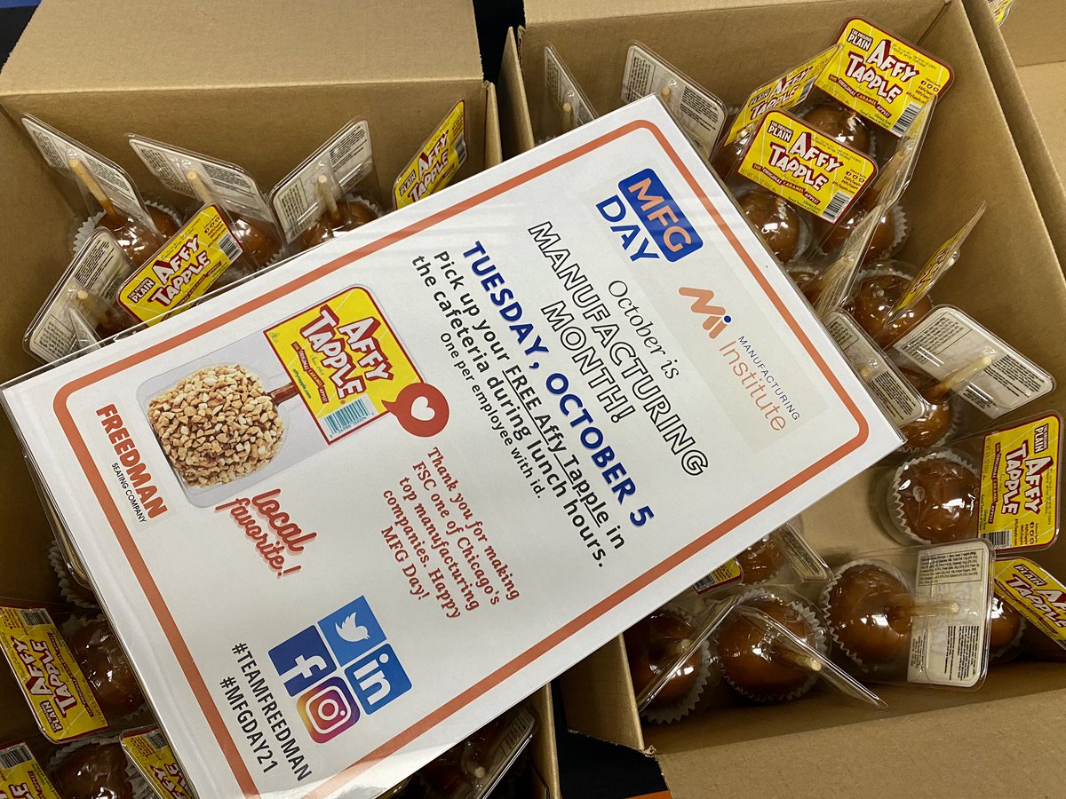 FreedmanSeating's tweet photo. Itโs become an annual tradition to celebrate #ManufacturingMonth with a local favorite @AffyTapple. ๐๐ #MFGDay21 #affytapple #teamfreedman #madeinchicago #madeinillinois #midwest https://t.co/4WDyOrVBb8