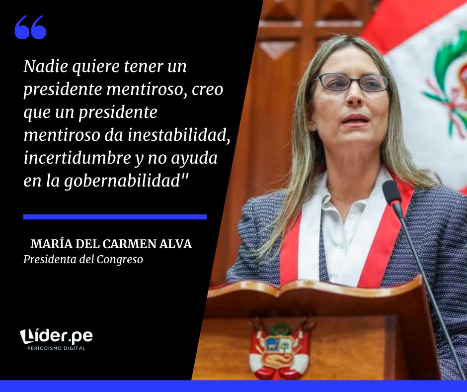 NoticiasLiderpe's tweet photo. #AHORA  #Congreso  La titular María del Carmen Alva Prieto reiteró que confía en que el presidente de la República, Pedro Castillo, “cumpla con su palabra” en referencia a que la cuestión de confianza no está en planes del Ejecutivo. https://t.co/YF8UkfpP3d