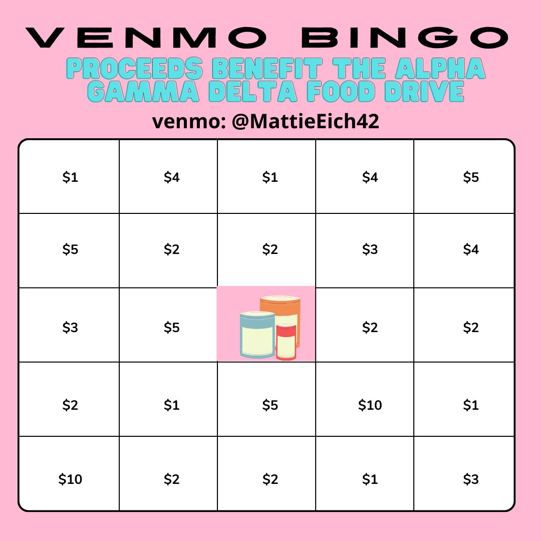 We are so excited to host our annual food drive! If you'd like to make a donation, contact Kelsi to drop off cans or venmo Mattie to make a cash donation💖💙💖💙