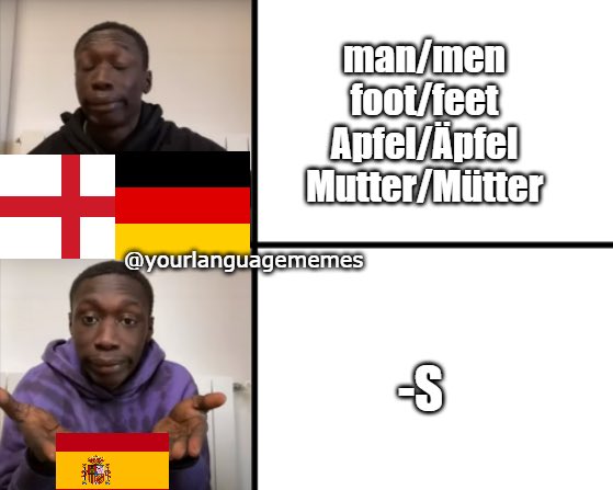 Make it easy again!
#spanish #german #spanishlanguage #germanlanguage #deutschesprache #deutsch #deutsche #españa #español #memesespaña #memes #meme #funnymemes #grammar #grammarnazi #plurals #learnspanish #learngerman #khaby #khabylame #khabymeme #grammarmeme #languagememe