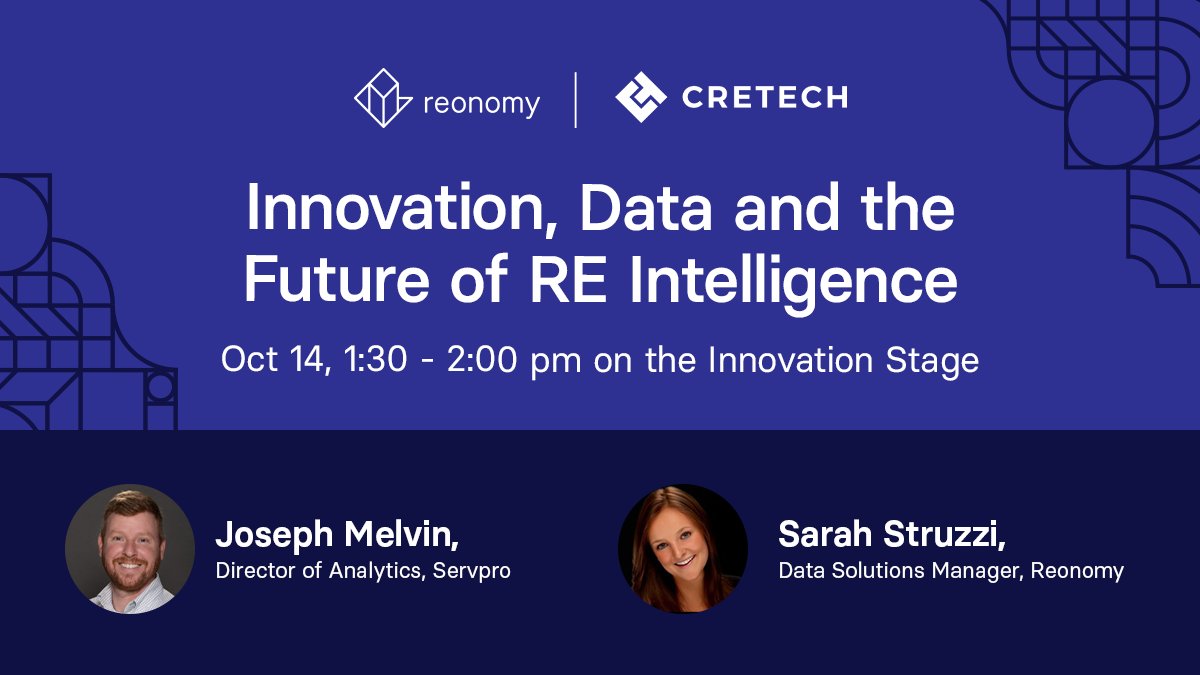 Speaker announcement! Reonomy’s Sarah Struzzi, Data Solutions Manager will sit down with Joe Melvin, Director of Analytics at <a href="/SERVPRO/">SERVPRO</a> to discuss innovation, data, and the future of RE intelligence next Thursday at CREtech NY. Don’t miss it!