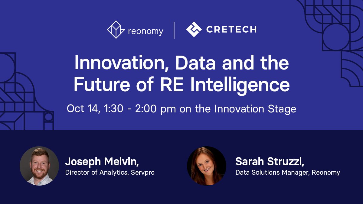 Speaker announcement! Reonomy’s Sarah Struzzi, Data Solutions Manager will sit down with Joe Melvin, Director of Analytics at @SERVPRO to discuss innovation, data, and the future of RE intelligence next Thursday at CREtech NY. Don’t miss it!