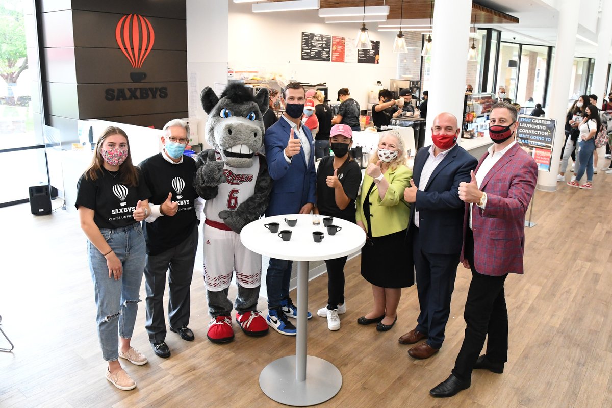 Yesterday, we officially welcomed <a href="/Saxbys/">Saxbys</a> to campus! ☕  🎉 

Each semester, Saxbys employs a student cafe executive officer to manage all aspects of the cafe and earn academic credit and a wage. 

Meet our inaugural student CEO: bit.ly/3C937fu.
