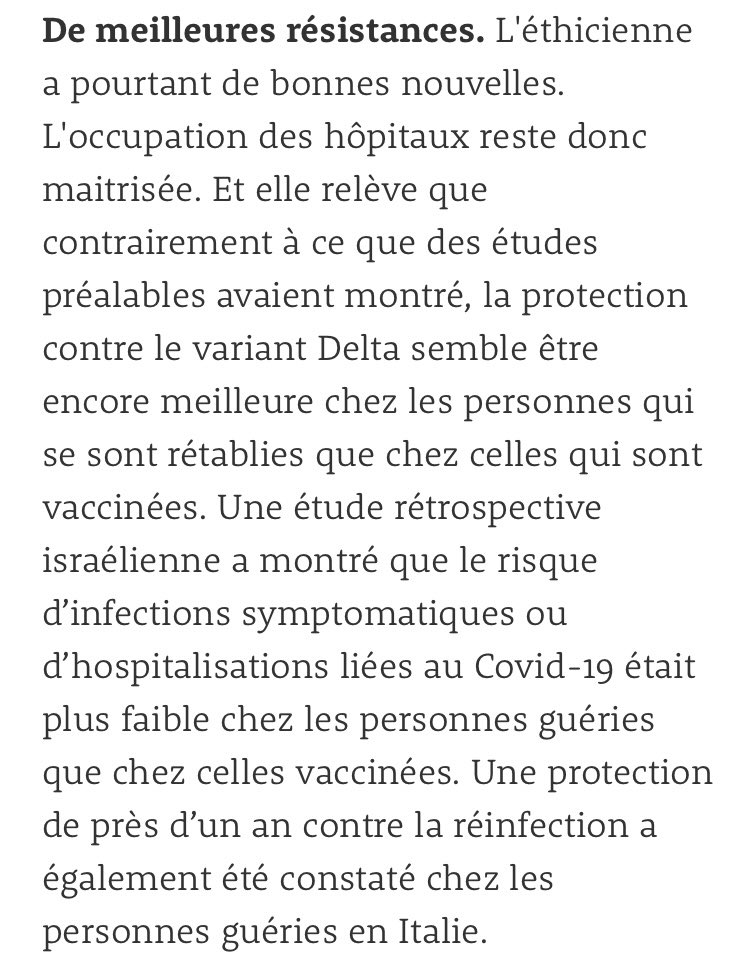 Par ailleurs, l’OFSP tient parfaitement compte des études qui montrent que l’immunité naturelle est meilleure que l’immunité acquise grâce au vaccin. La durée du certificat est dès lors toujours fort logiquement de 6 mois pour les guéris, contre 12 mois pour les vaccinés. 6/10
