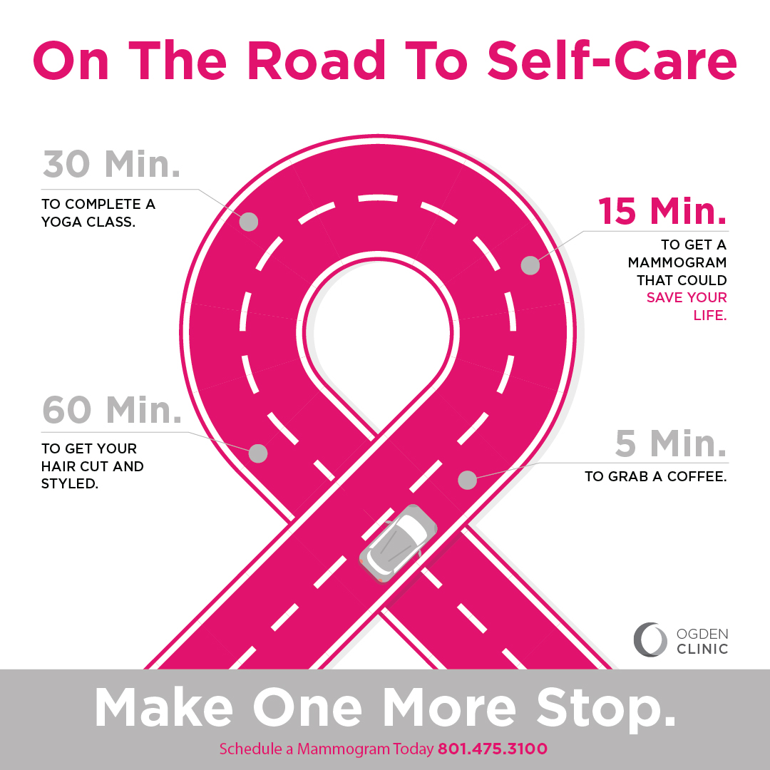 Just like you remind the important people in your life to take care of their health, we want to remind you to make one last pit stop for your health. It only takes 15 minutes. 

Schedule your mammogram at (801)475-3100 or visit ogdenclinic.com. #BreastCancerAwarenessMonth