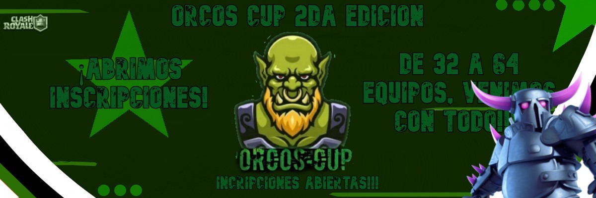 ABRIMOS INSCRIPCIÓNES !!

SEGUNDA EDICIÓN DE ORCOS CUP

🛡️64 Equipos Eliminación directa
📍 FORMATO ÚNICO
📝Excelente organización
🖌️Diseños durante toda la competencia
📺Transmisiones en vivo  Final (con Árbitros)